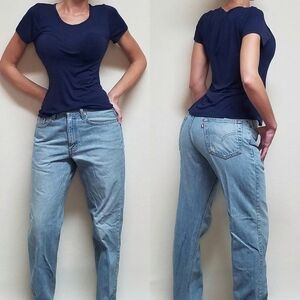 VINTAGE 90s Levi's 550 Grunge Regular Straight Leg Light Wash Distressed Jeans
